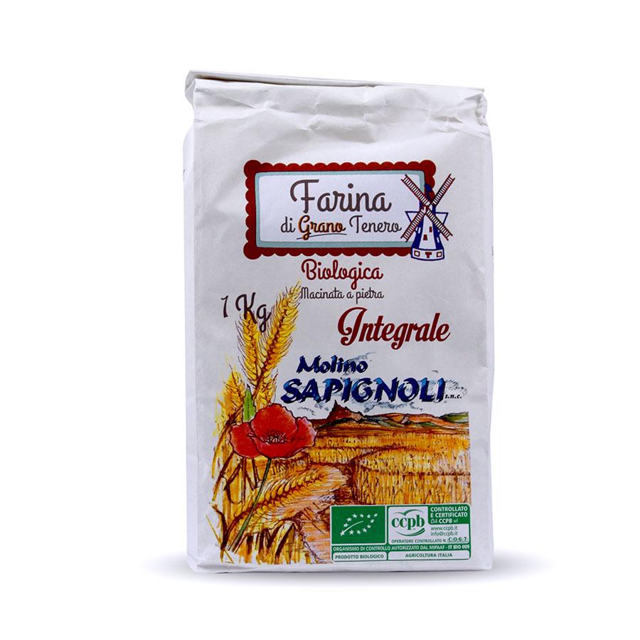 Stone ground organic whole wheat flour Molino Sapignoli